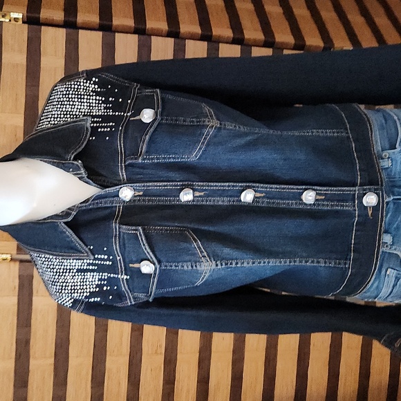 V Cristina diamond bling jean jacket - Picture 1 of 10